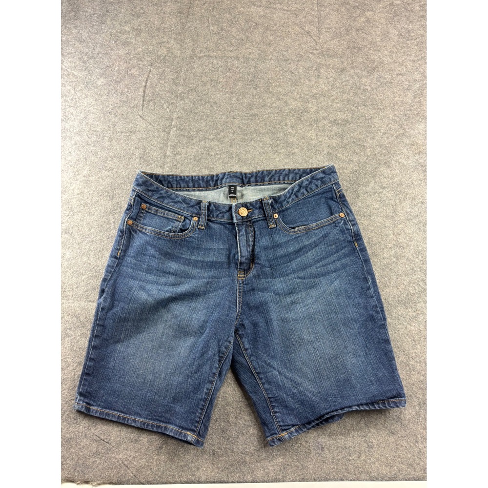 Gap Womens Denim Shorts Size 12 Medium Wash Stretch Mid Rise Bermuda Jean Shorts